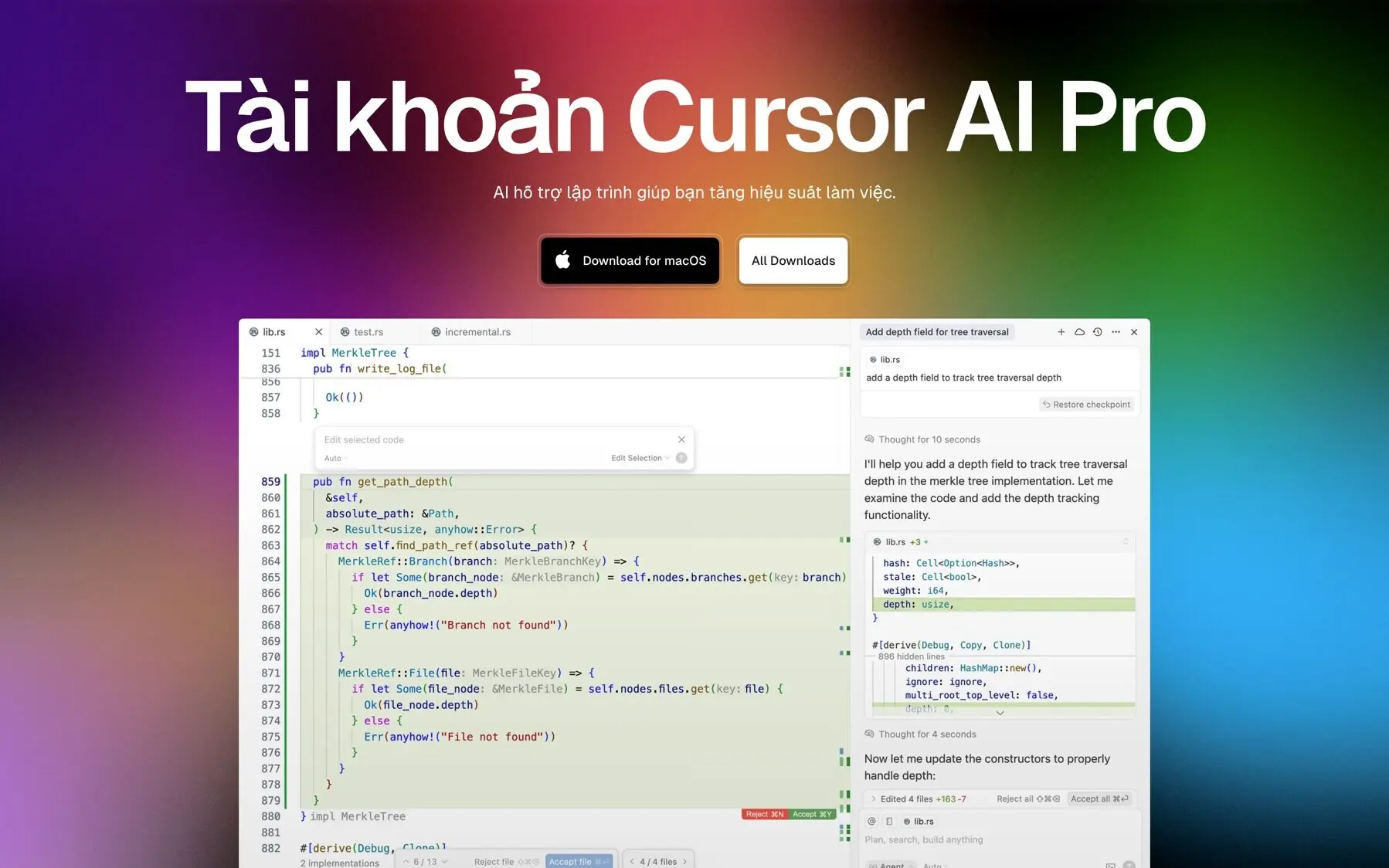 Tài khoản Cursor AI Pro Gi&aacute; Rẻ