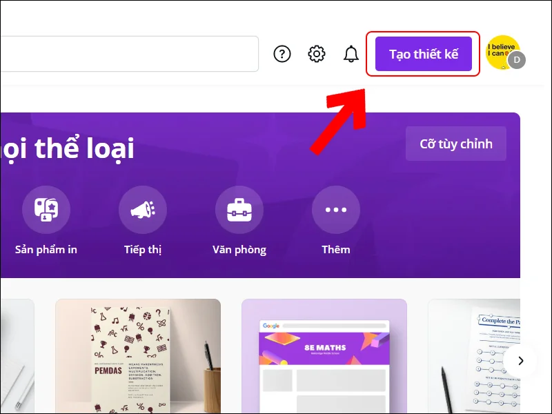 Bạn c&oacute; thể tạo thiết kế mới hoặc sử dụng template c&oacute; sẵn.